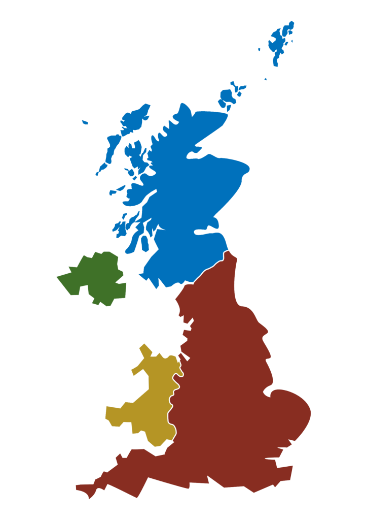 Simply drawn map of the UK